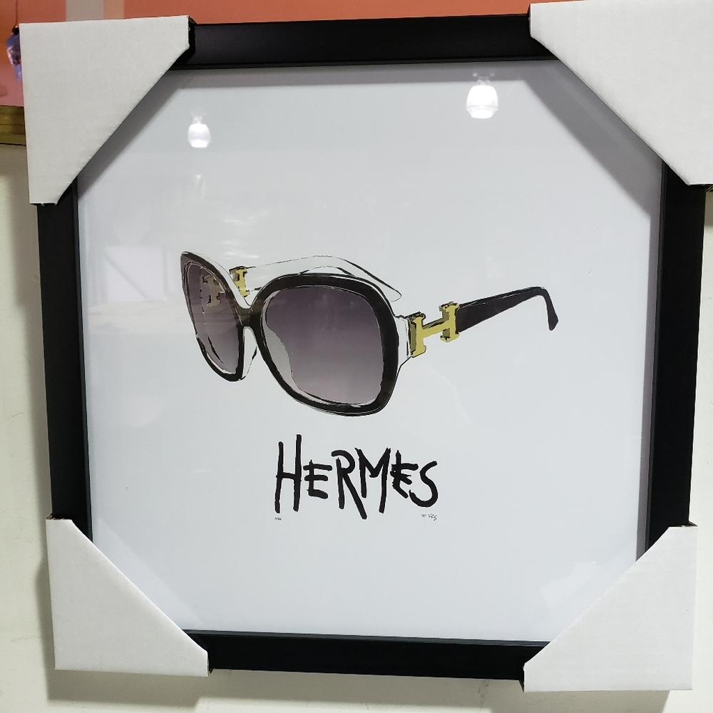 Hermes Black and Gold Sunglasses Wall Art Print